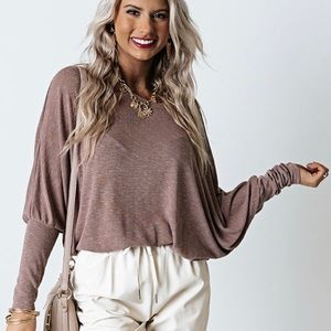Long Sleeve Shift Top In Dusty Purple
